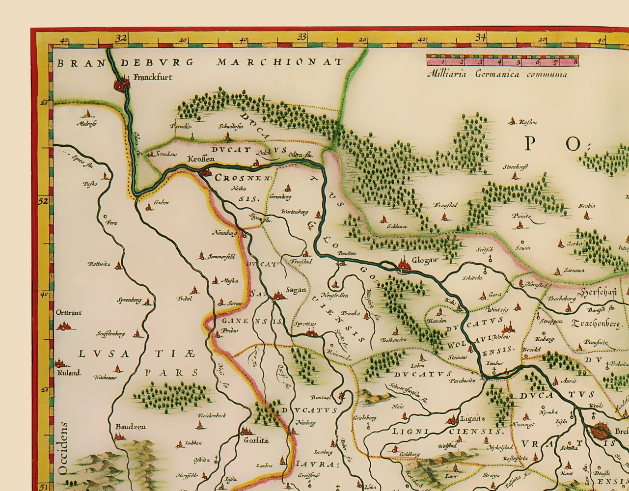 Historic Map - Poland Silesia Region - Blaeu 1635 - 23 x 29.46 - Vintage Wall Art