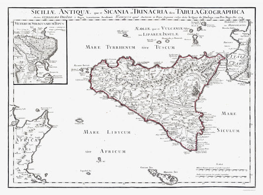 Historic Map - Sicily Ancient Italy - De L'isle 1731 - 31.03 x 23 - Vintage Wall Art