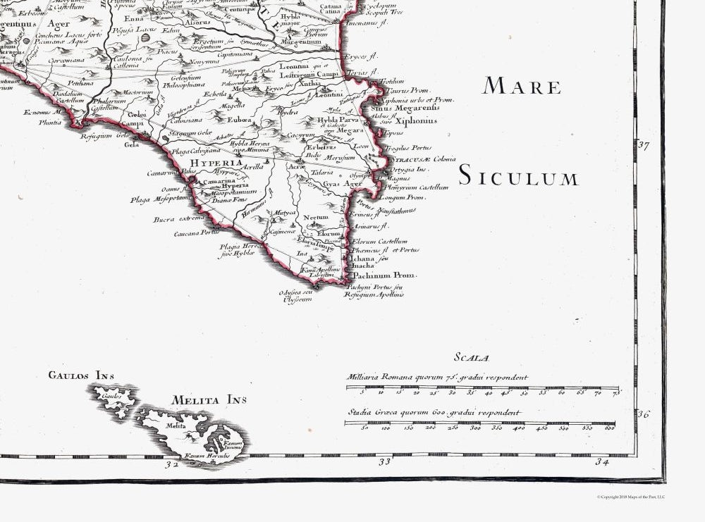 Historic Map - Sicily Ancient Italy - De L'isle 1731 - 31.03 x 23 - Vintage Wall Art