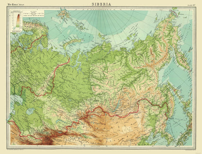 Historic Map - Siberia Russia - Bartholomew 1922 - 30.16 x 23 - Vintage Wall Art