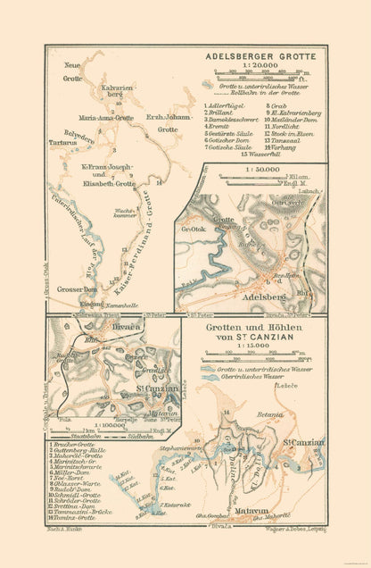 Historic Map - San Canzian d'Isonzo Italy Slovenia - Baedeker 1910 - 23 x 35.18 - Vintage Wall Art