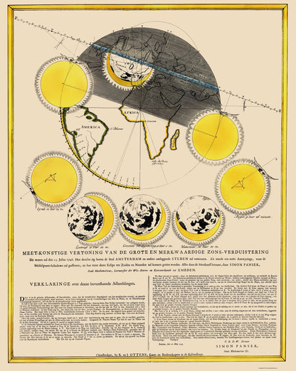 Historic Map - Solar Eclipse July 25 - Panser 1748 - 23 x 28.89 - Vintage Wall Art