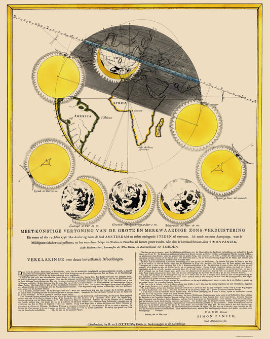 Historic Map - Solar Eclipse July 25 - Panser 1748 - 23 x 28.89 - Vintage Wall Art