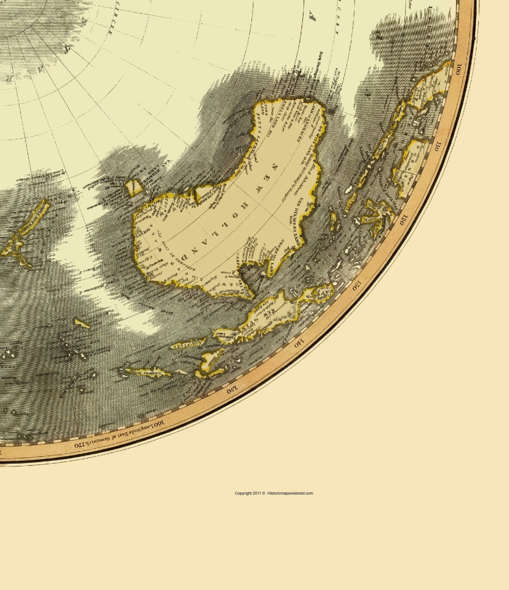 Historic Map - Southern Hemisphere - Thomson 1814 - 23 x 26.67 - Vintage Wall Art