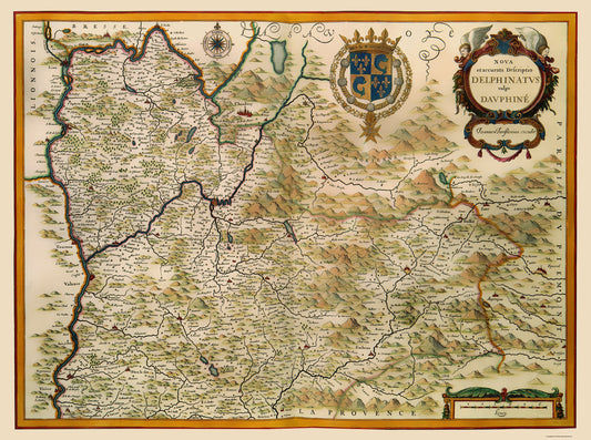 Historic Map - Southeastern Wine Region France - Jansson 1638 - 23 x 30.89 - Vintage Wall Art