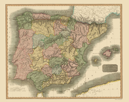 Historic Map - Spain Portugal - Thomson 1817 - 23 x 29.05 - Vintage Wall Art