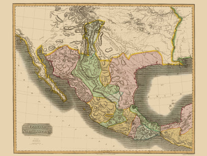 Historic Map - Spanish North America Mexico - Thomson 1814 - 23 x 30.44 - Vintage Wall Art