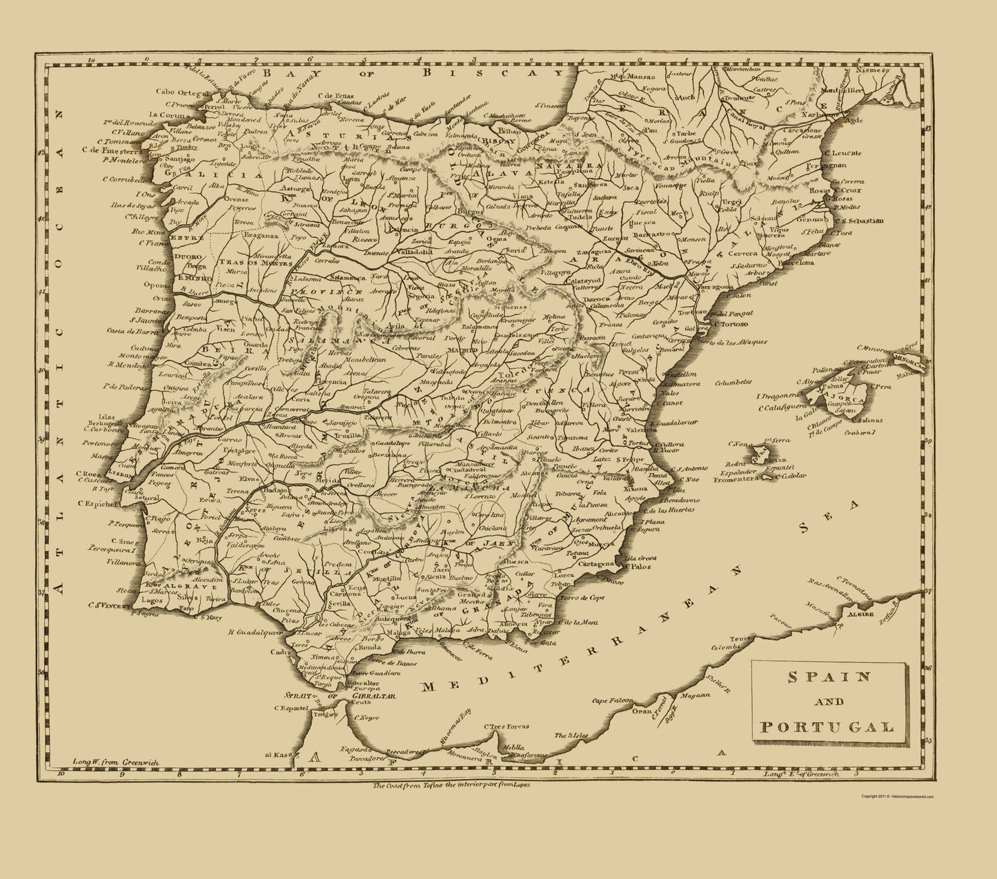 Historic Map - Spain Portugal - Thomas 1812 - 23 x 26.07 - Vintage Wall Art