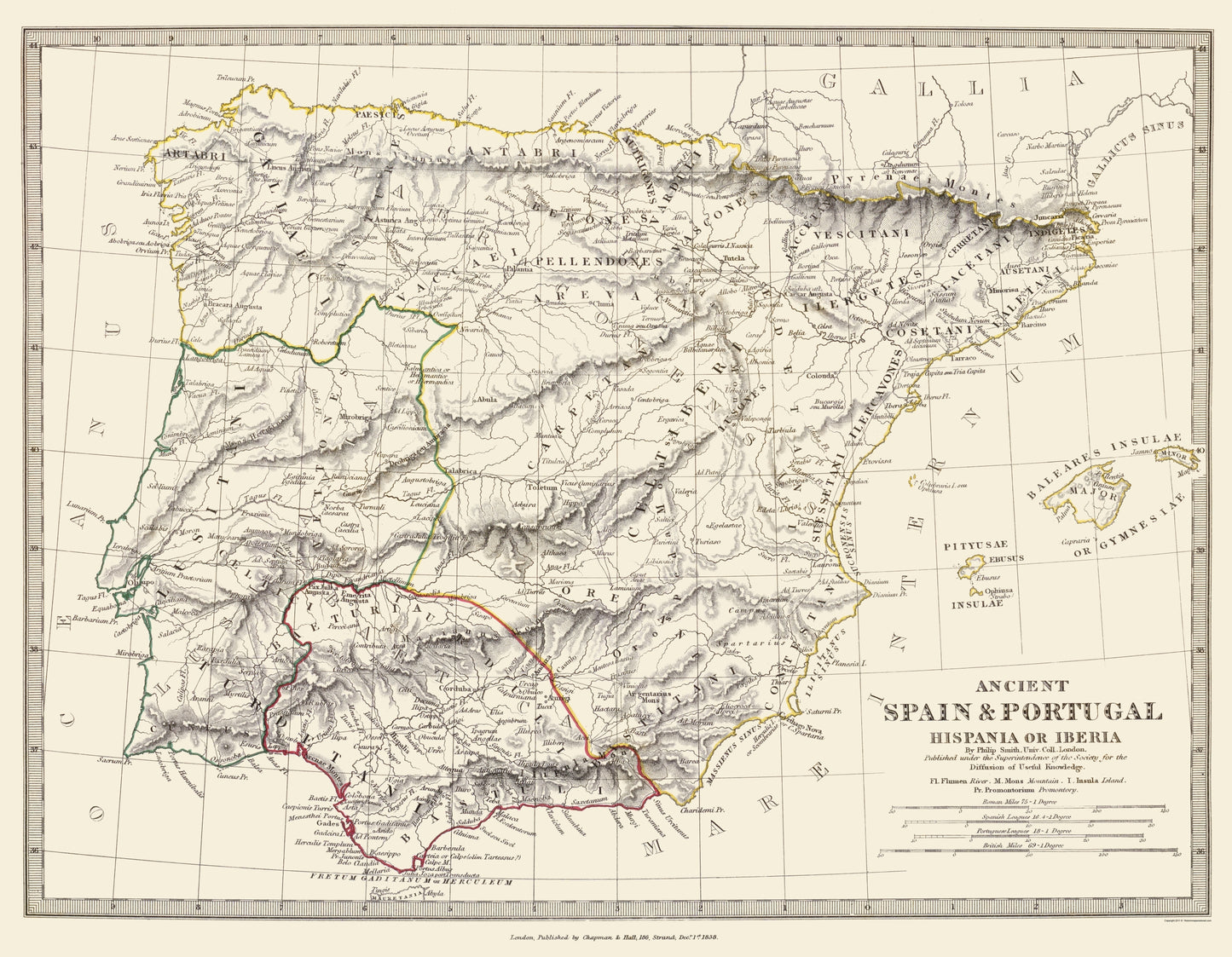 Historic Map - Spain Portugal - Chapman 1864 - 23 x 29.59 - Vintage Wall Art