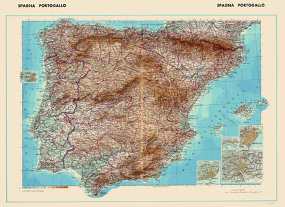 Historic Map - Spain Portugal - Di Agostini 1952 - 23 x 31.73 - Vintage Wall Art