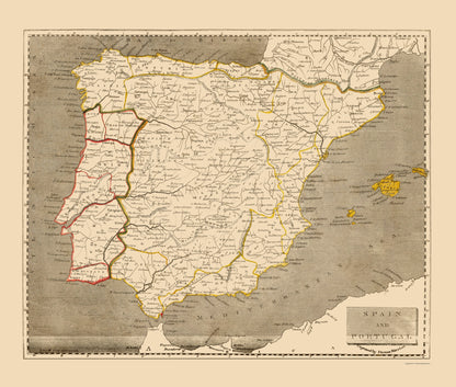 Historic Map - Spain Portugal - Thomas 1812 - 23 x 27.08 - Vintage Wall Art