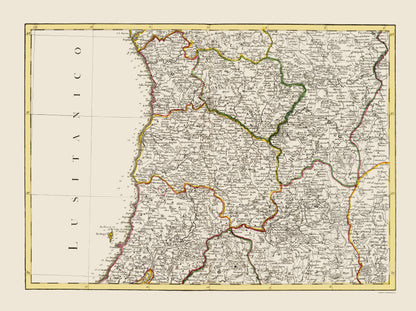 Historic Map - Spain Portugal - Lattre 1780 - 23 x 30.75 - Vintage Wall Art