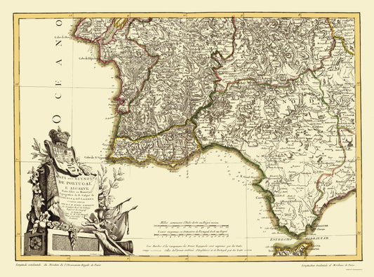 Historic Map - Spain Portugal - Lattre 1780 - 23 x 31.05 - Vintage Wall Art