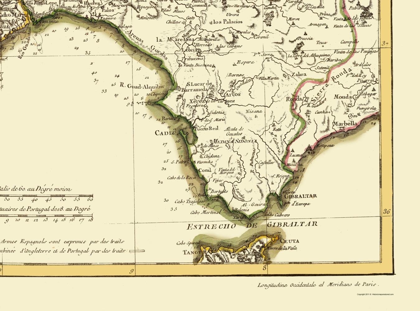 Historic Map - Spain Portugal - Lattre 1780 - 23 x 31.05 - Vintage Wall Art