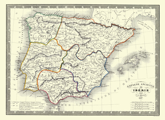 Historic Map - Spain Portugal - Monin 1837 - 23 x 31 - Vintage Wall Art