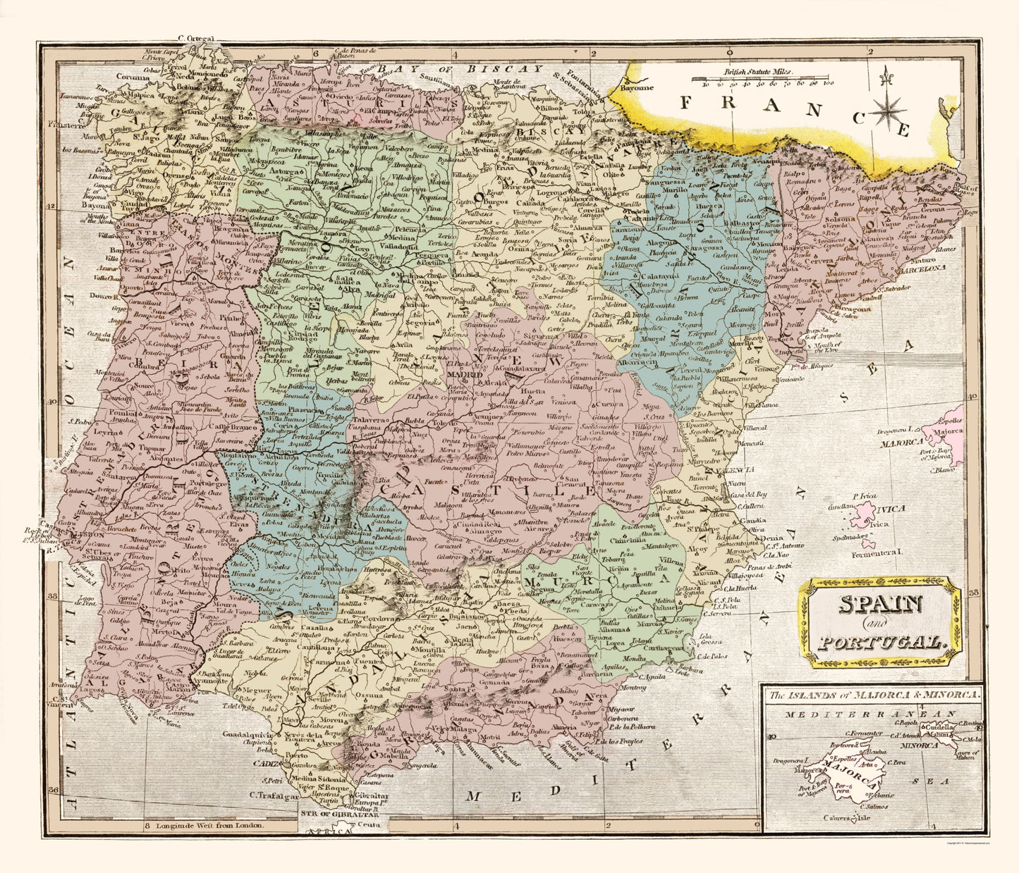 Historic Map - Spain Portugal - Oddy 1811 - 23 x 26.82 - Vintage Wall Art