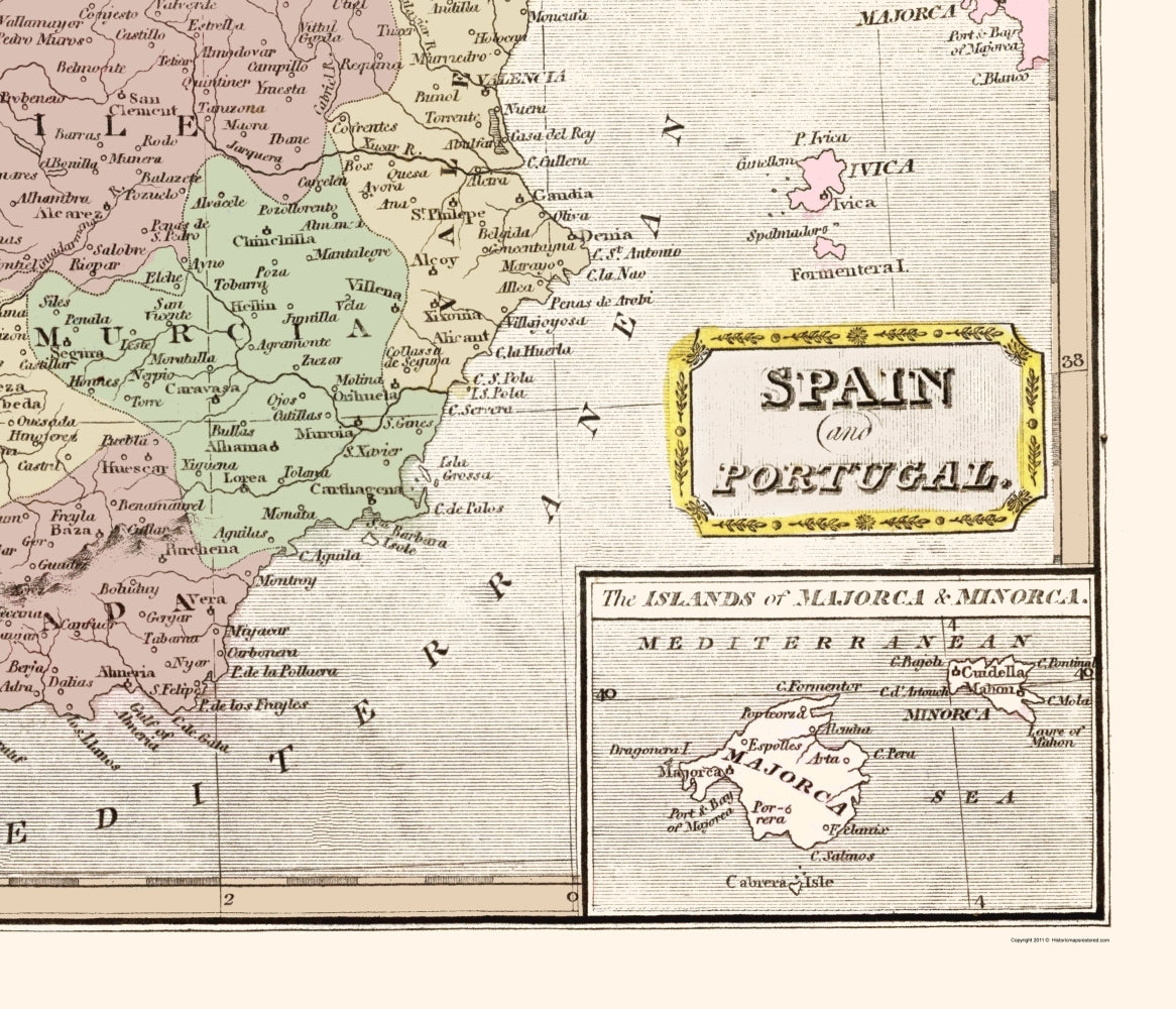 Historic Map - Spain Portugal - Oddy 1811 - 23 x 26.82 - Vintage Wall Art