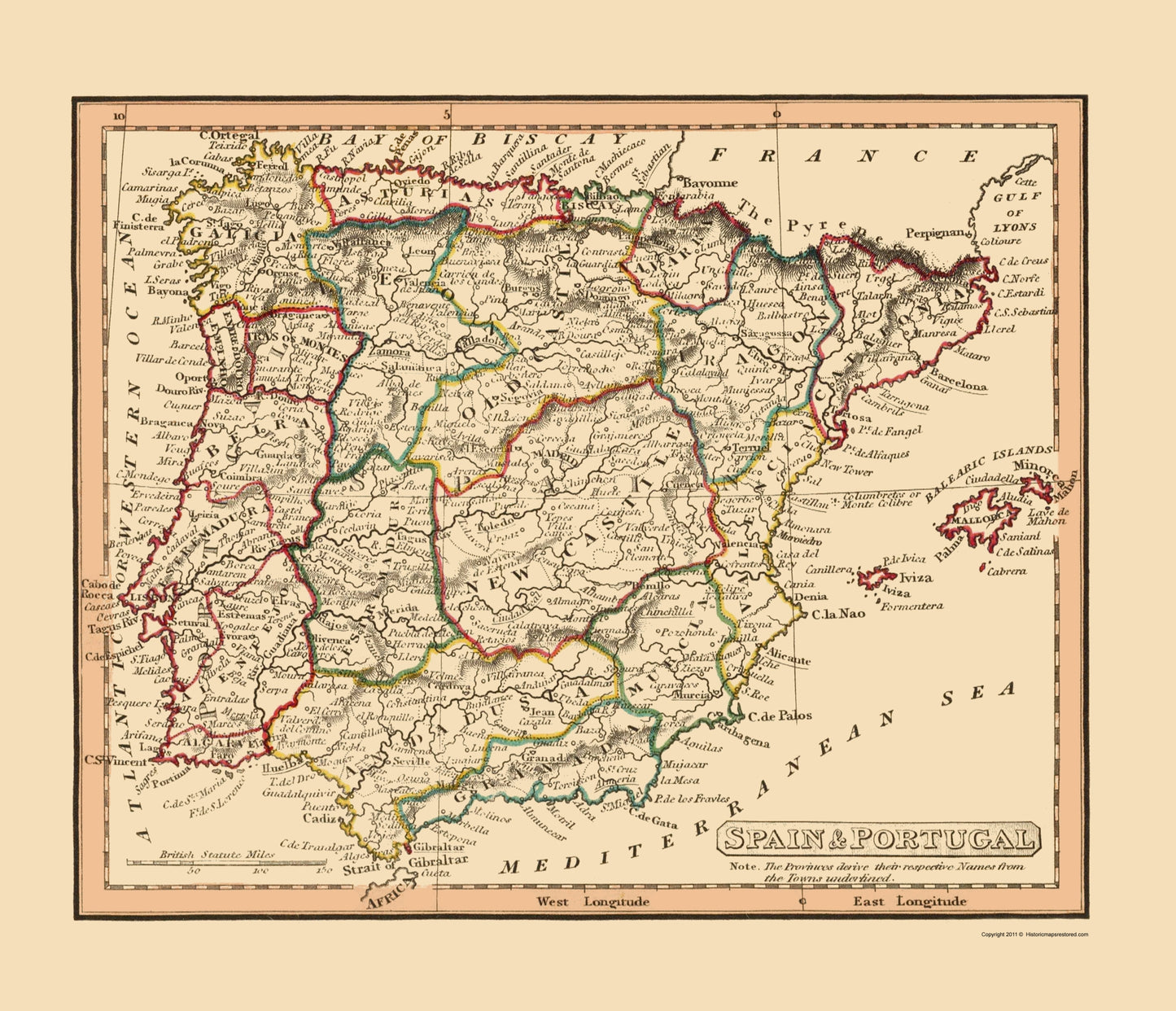 Historic Map - Spain Portugal - Thomas 1835 - 23 x 26.75 - Vintage Wall Art