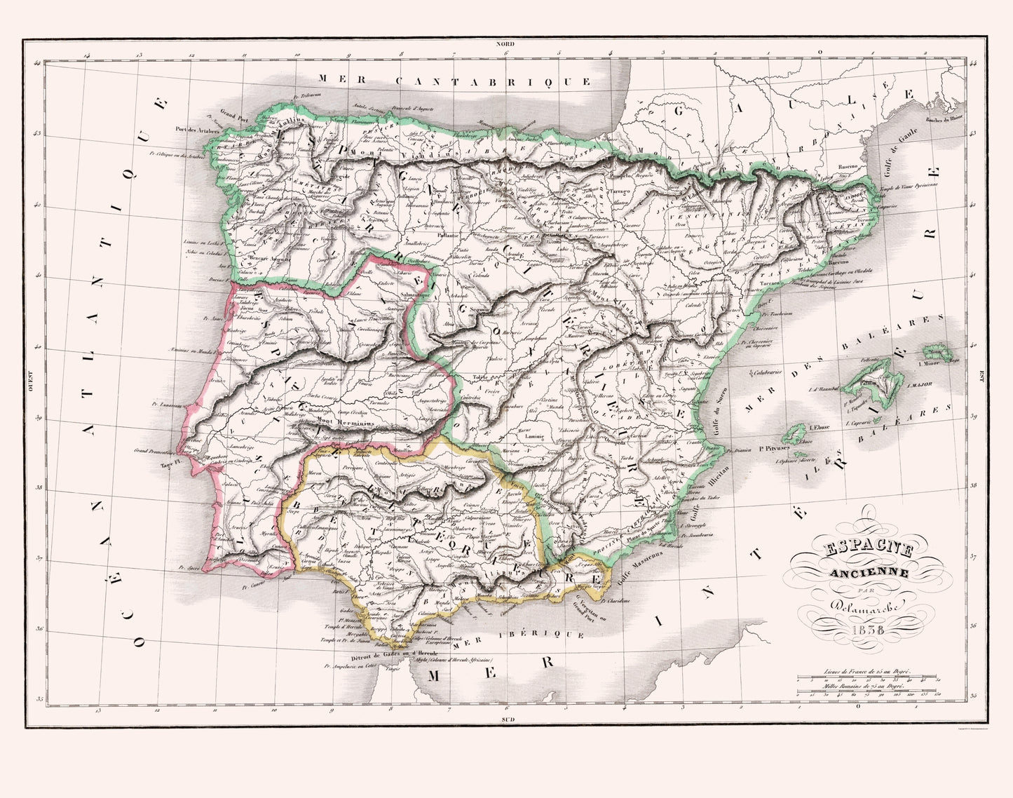 Historic Map - Spain Portugal - Delamarche 1847 - 23 x 29.20 - Vintage Wall Art