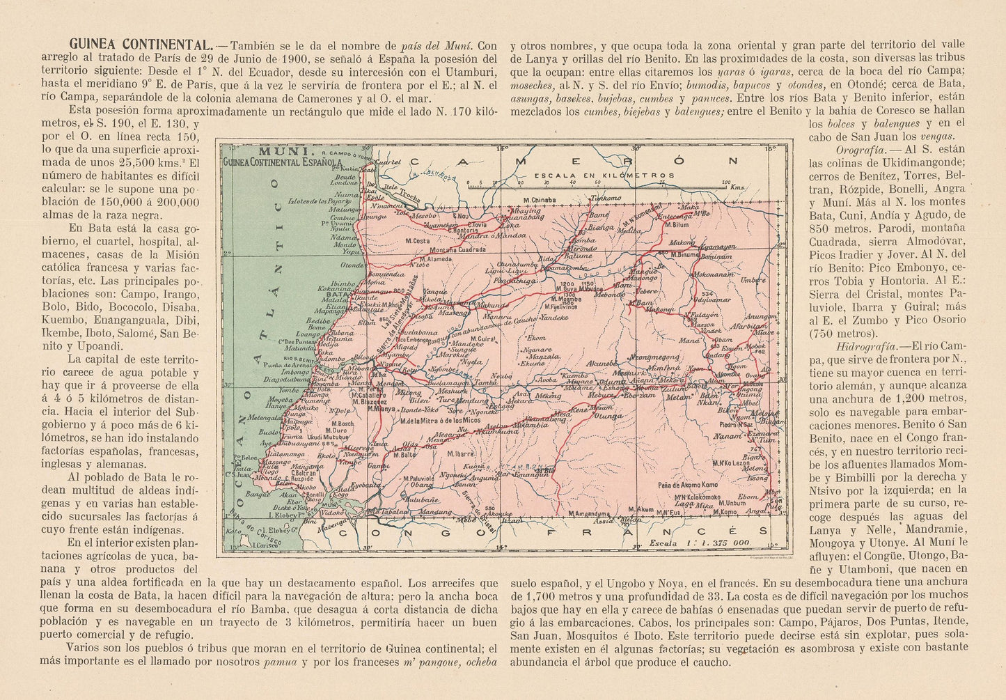 Historic Map - Guinea Rio Muni - Martin 1911 - 33.08 x 23 - Vintage Wall Art