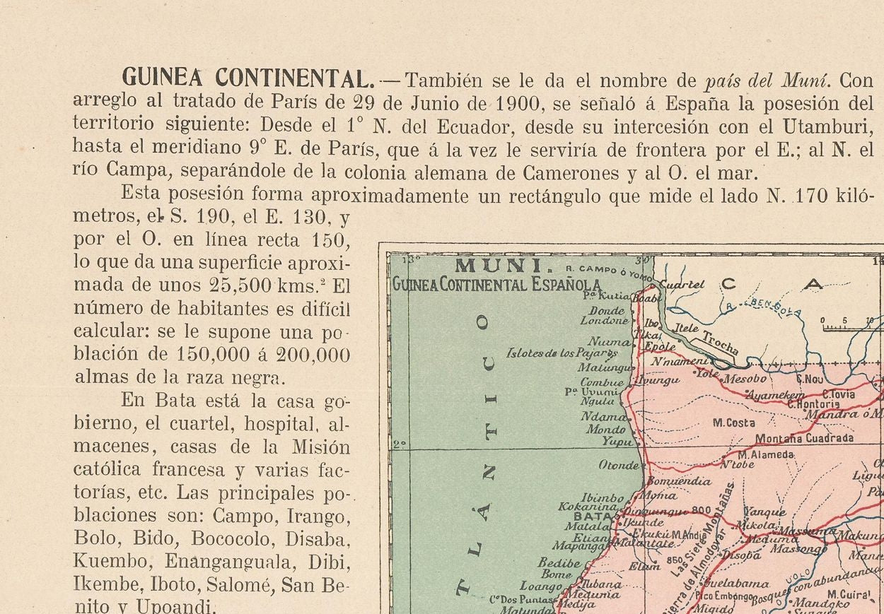 Historic Map - Guinea Rio Muni - Martin 1911 - 33.08 x 23 - Vintage Wall Art