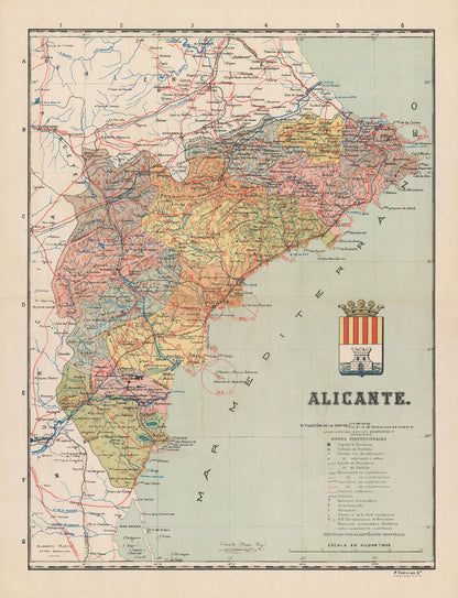 Historic Map - Alicante Spain - Martin 1900 - 23 x 30 - Vintage Wall Art