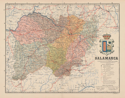 Historic Map - Salamanca Spain - Martin 1911 - 29.15 x 23 - Vintage Wall Art