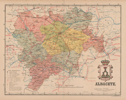 Historic Map - Albacete Spain - Martin 1911 - 28.69 x 23 - Vintage Wall Art