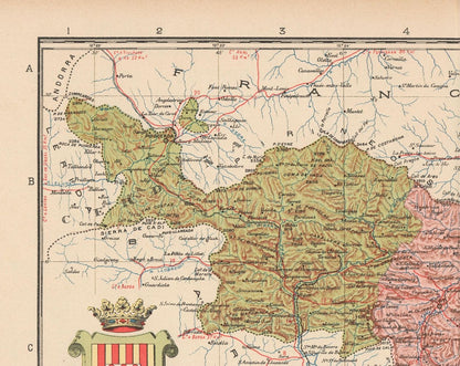 Historic Map - Girona Spain - Martin 1900 - 28.89 x 23 - Vintage Wall Art