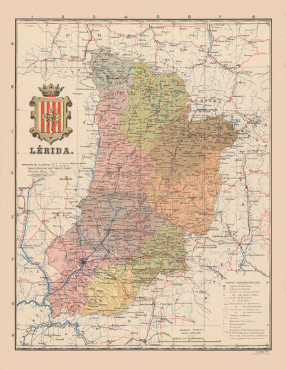 Historic Map - Lleida Spain - Martin 1911 - 23 x 29.77 - Vintage Wall Art