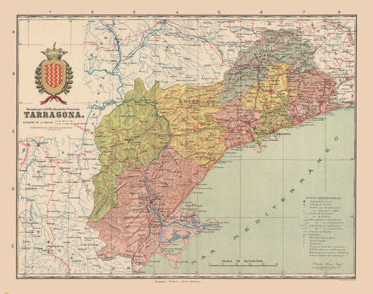 Historic Map - Tarragona Spain - Martin 1911 - 29.21 x 23 - Vintage Wall Art