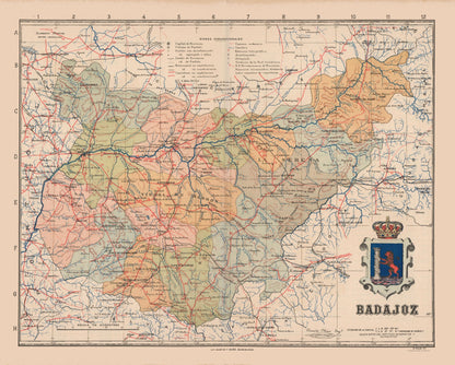 Historic Map - Badajoz Spain - Martin 1911 - 28.65 x 23 - Vintage Wall Art