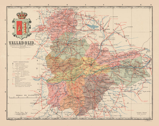 Historic Map - Valladolid Spain - Martin 1911 - 29.01 x 23 - Vintage Wall Art