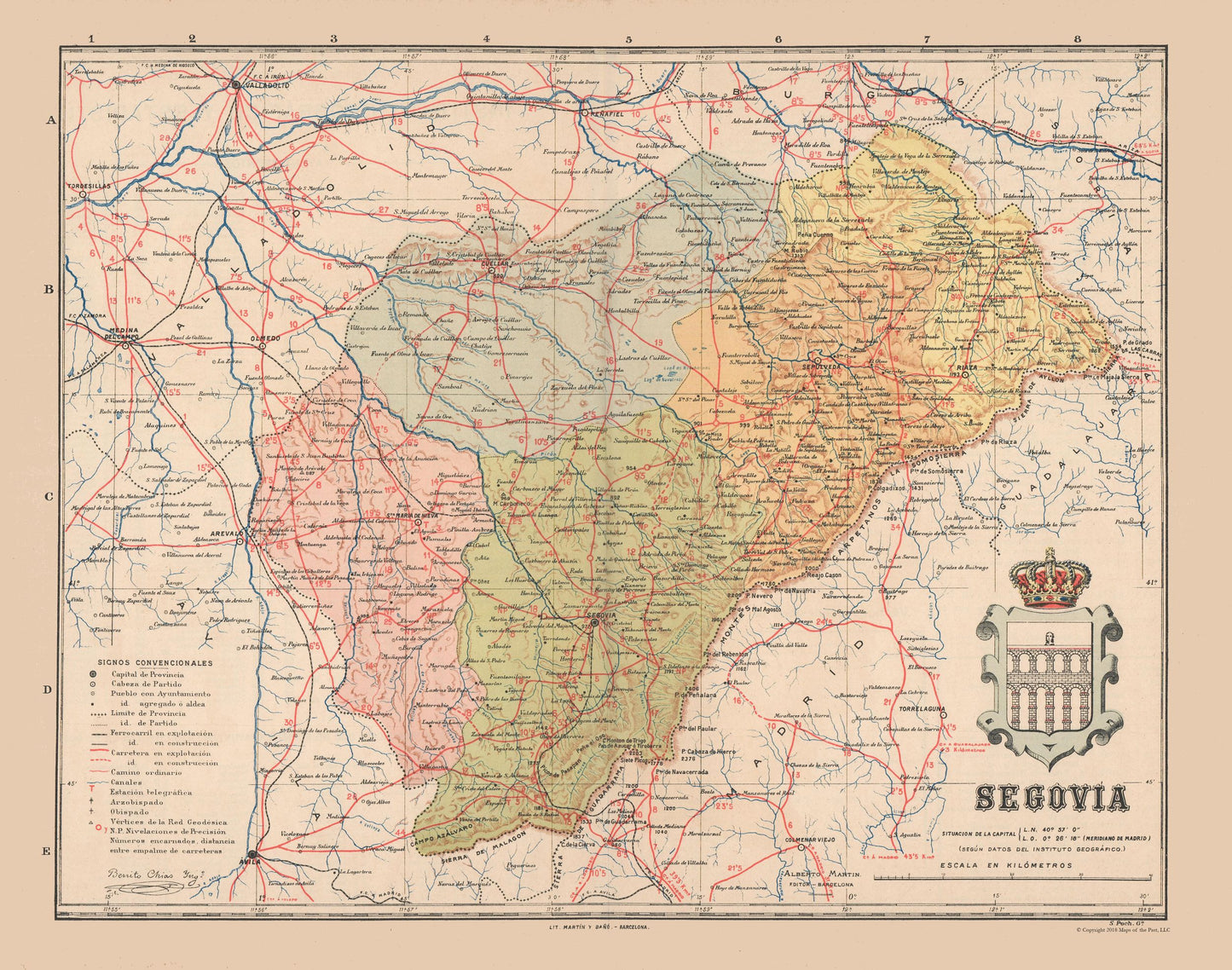 Historic Map - Segovia Spain - Martin 1911 - 29.21 x 23 - Vintage Wall Art