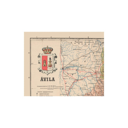 Historic Map - Avila Spain - Martin 1911 - 28.57 x 23 - Vintage Wall Art