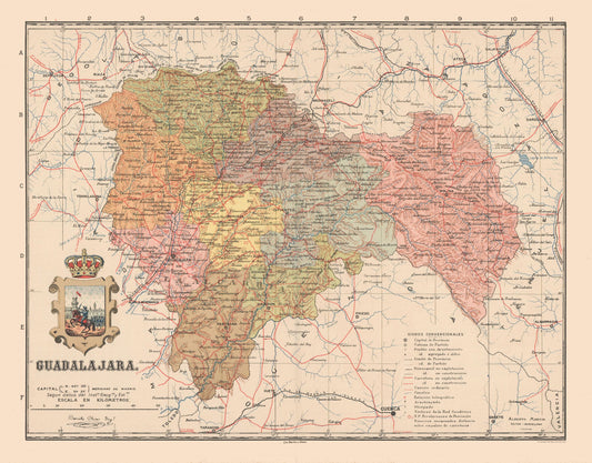 Historic Map - Guadalajara Spain - Martin 1911 - 29.38 x 23 - Vintage Wall Art