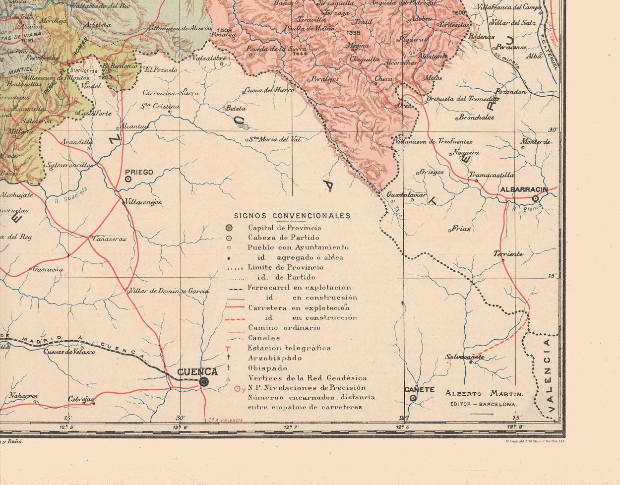 Historic Map - Guadalajara Spain - Martin 1911 - 29.38 x 23 - Vintage Wall Art