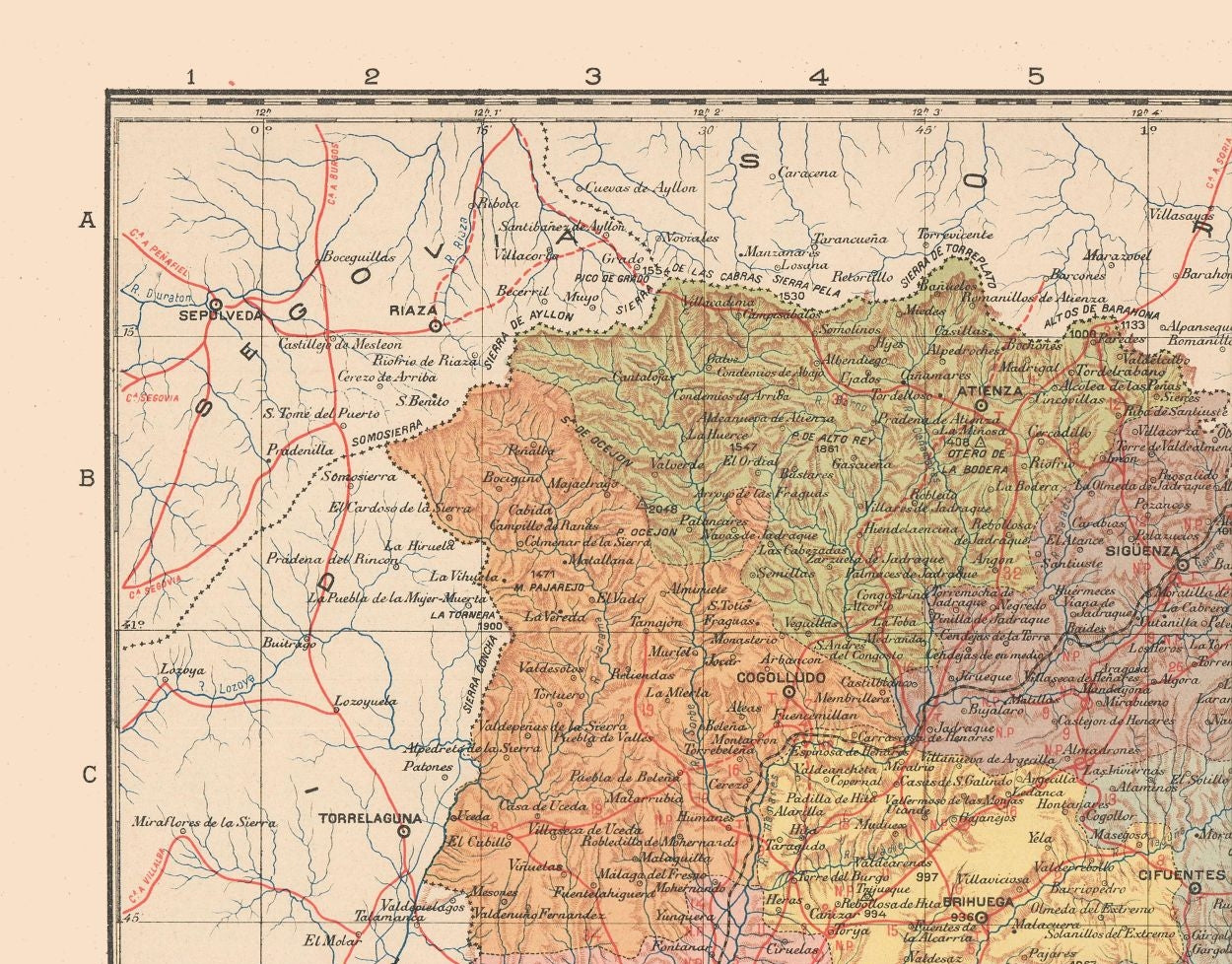 Historic Map - Guadalajara Spain - Martin 1911 - 29.38 x 23 - Vintage Wall Art