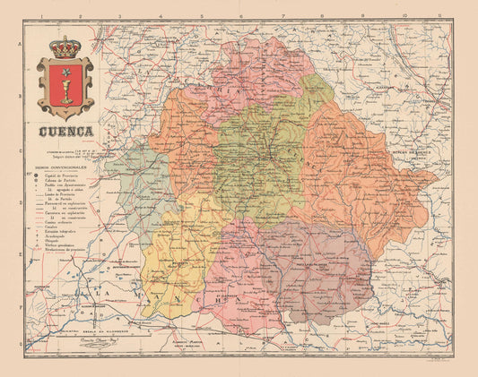 Historic Map - Cuenca Spain - Martin 1911 - 29.14 x 23 - Vintage Wall Art