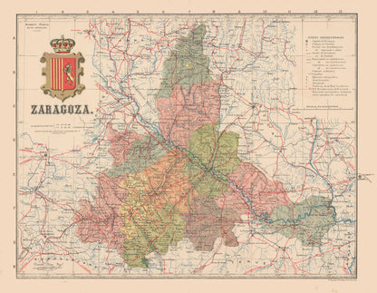 Historic Map - Zaragoza Spain - Martin 1911 - 29.58 x 23 - Vintage Wall Art