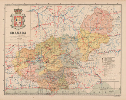 Historic Map - Granada Spain - Martin 1911 - 28.90 x 23 - Vintage Wall Art