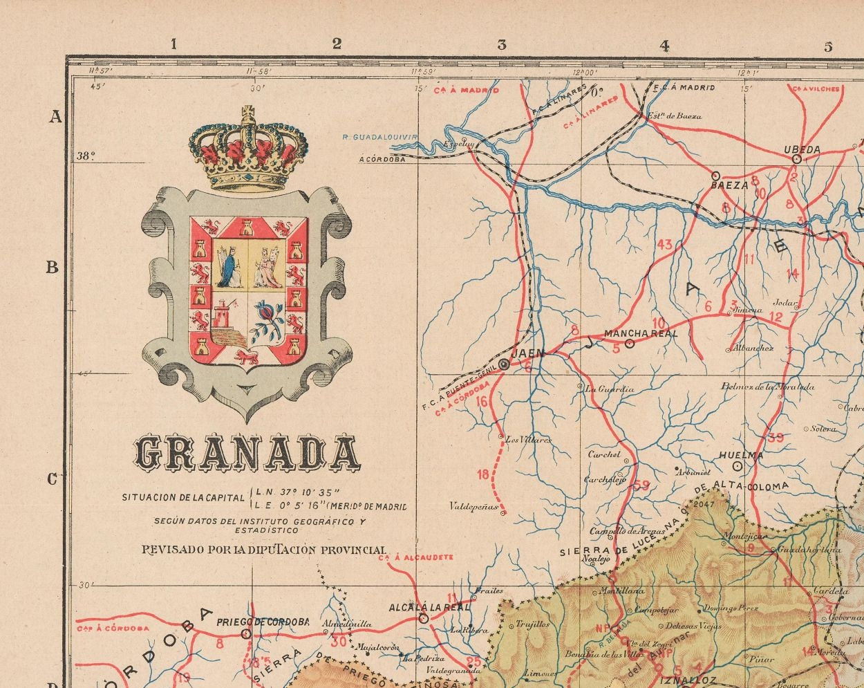 Historic Map - Granada Spain - Martin 1911 - 28.90 x 23 - Vintage Wall Art