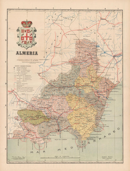 Historic Map - Almeria Spain - Martin 1911 - 23 x 30.36 - Vintage Wall Art