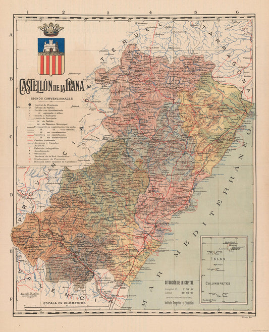 Historic Map - Castellon de la Plana Spain - Martin 1911 - 23 x 28.38 - Vintage Wall Art