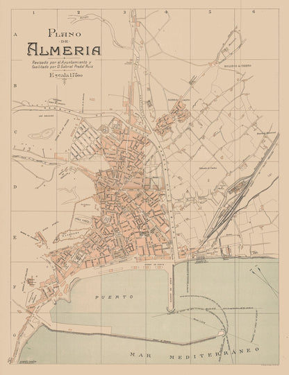 Historic Map - Almeria Spain - Martin 1897 - 23 x 29.90 - Vintage Wall Art