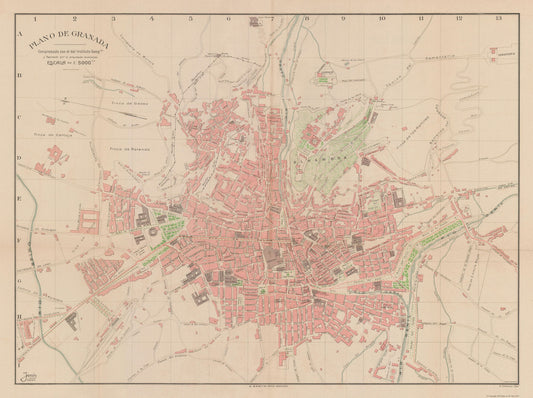 Historic Map - Granada Spain - Martin 1920 - 30.01 x 23 - Vintage Wall Art