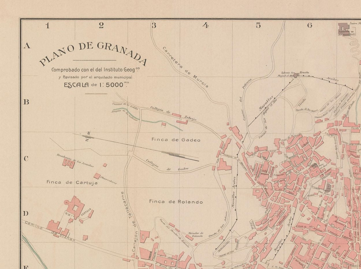 Historic Map - Granada Spain - Martin 1920 - 30.01 x 23 - Vintage Wall Art