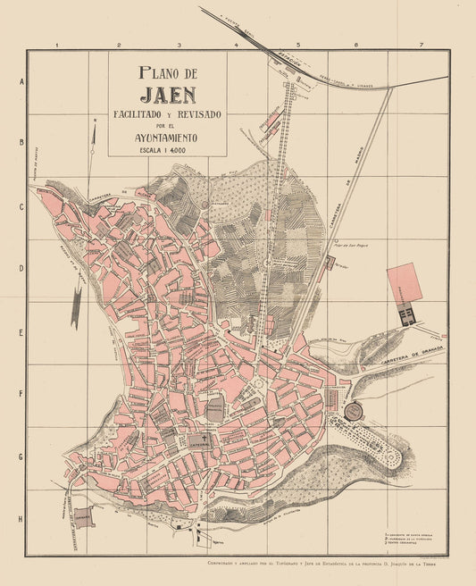 Historic Map - Jaen Spain - Martin 1911 - 23 x 28.30 - Vintage Wall Art