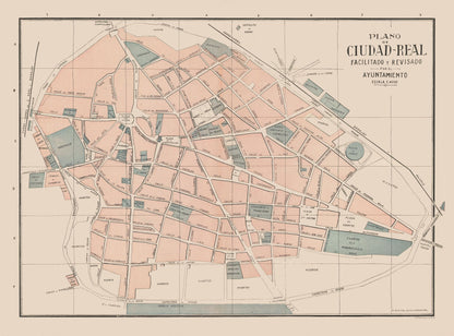 Historic Map - Ciudad Real Spain - Martin 1911 - 31.05 x 23 - Vintage Wall Art