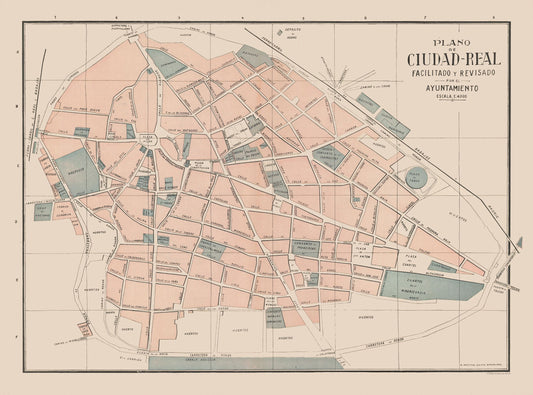 Historic Map - Ciudad Real Spain - Martin 1911 - 31.05 x 23 - Vintage Wall Art